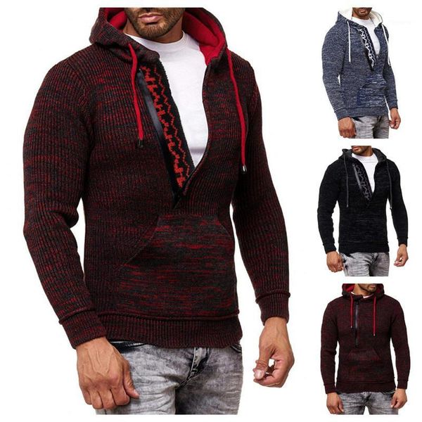 

2019 autumn winter mens sweater casual o-neck polyester men patchwork warm sweater coat christmas coat fashion style1, White;black