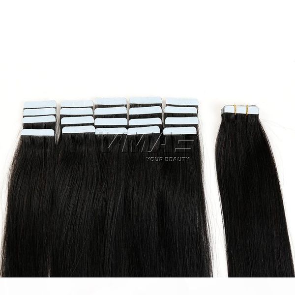 

brazilian straight tape in hair extension double drawn 2.5g piece 40pieces pack skin weft hair extension vmae virgin human hair, Black