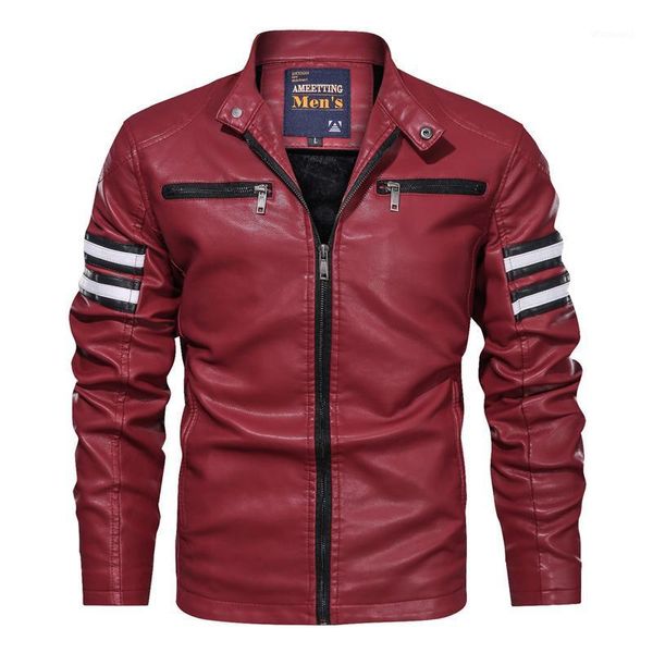 

mens jacket men 2020 spring casual motor spliced leather jacket men autumn fashion biker vintage warm leather coat1, Black