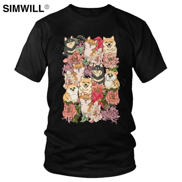 

fashion shiba inu gorgeous graphic mens short sleeve kawaii japanese dog and flower gift tee sport hooded sweatshirt hoodie men t shirt