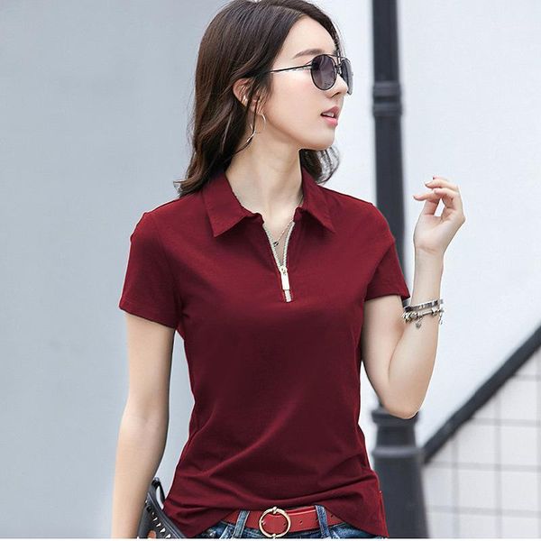 

women's polos ggright 2021 zipper cotton shirts women spring summer casual plus size turn-down collar female breathable1, White