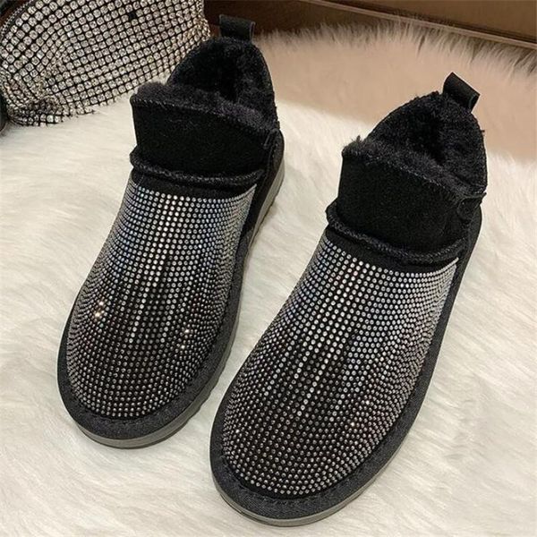 

designer 2020 new cotton shoes women winter non-slip short tube women snow boots plus velvet thick warm casual women's boots, Black