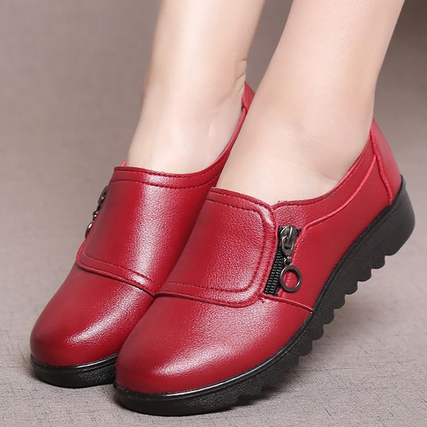 

loafers flats superstar shoes round toe solid shoes woman sewing zip non slip ladies shoes large size 35-41 sapatos 201007, Black