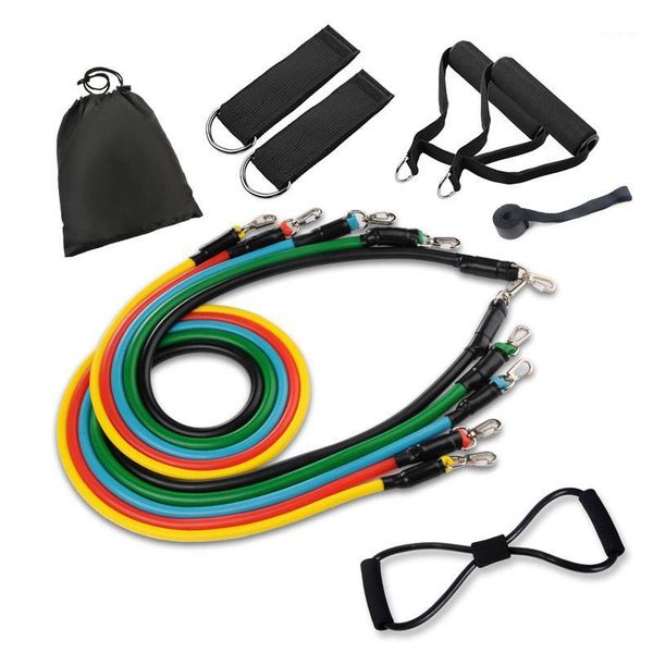 

resistance bands tube set with attached handles door anchor carrying case and exercise guide training1