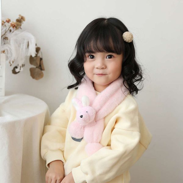 

scarf cute children's cartoon ball autumn winter plush warm cross boys and girls baby neck, Red;brown