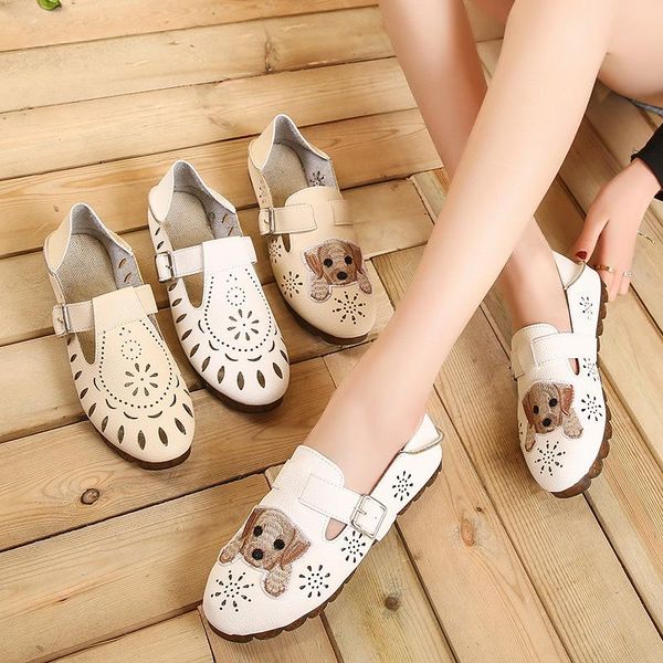 

весна осень моды собака вышивка женщин квартира обувь дышащее отверстие выдолбить случайные горох обуви водитель не скользит, Black