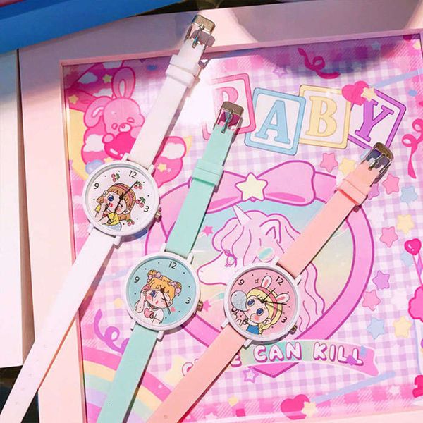 

watch shop children's ramen girl ball cute watch simple soft girl pupil cartoon junior high school girl, Blue
