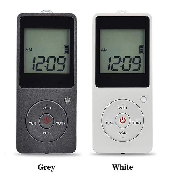 

portable fm / am radio lcd display radio conference receiver with earphone sports peeter (silver grey)