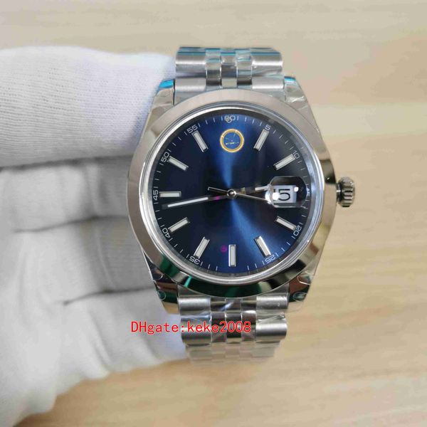 Homens de alta qualidade Relógios de pulso BP Maker 41mm 126300 Ano inoxidável Dial Azul Liso Bezel Jubileu Bandas Mecânica Mens automático relógios relógios com papéis de caixa