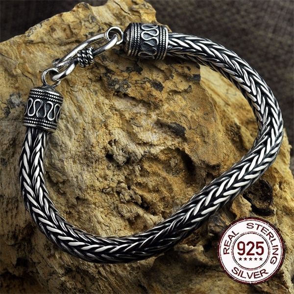 

s925 metal making antique sterling silver vikings bracelet as men gift with wood box q1209, Black
