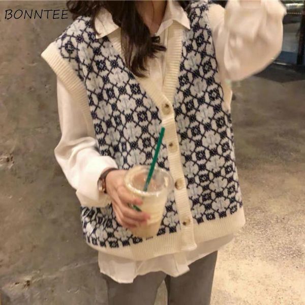 

women's vests sweater vest womens v-neck single breasted sleeveless clothing casual loose autumn stylish all-match korean style lazy, Black;white