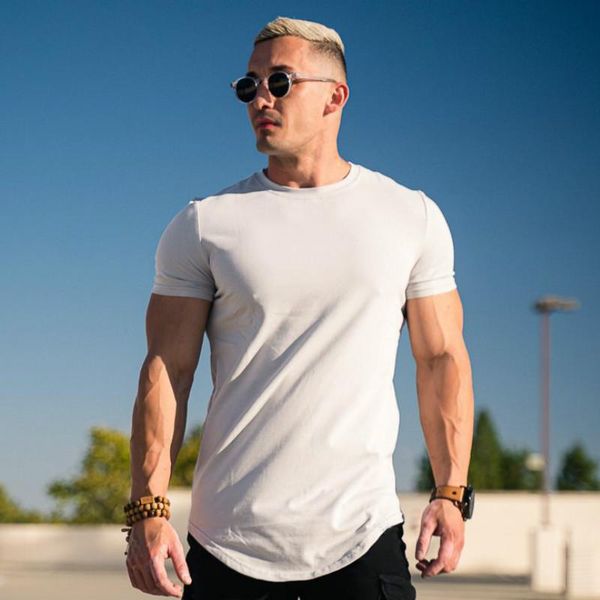 

men's t-shirts men tshirt casual cotton solid color t-shirt curved hemline raglan sleeve mens workout shirts various colors 3xl, White;black