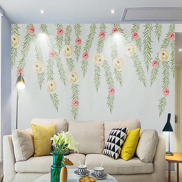 

wallpapers nordic flowers 3d hand-painted florals wall murals po papers for living room home decor nature trees leaf