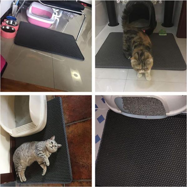 

cat litter mat household pet eva double foldable falling sand mat bottom non-slip pet litter cat
