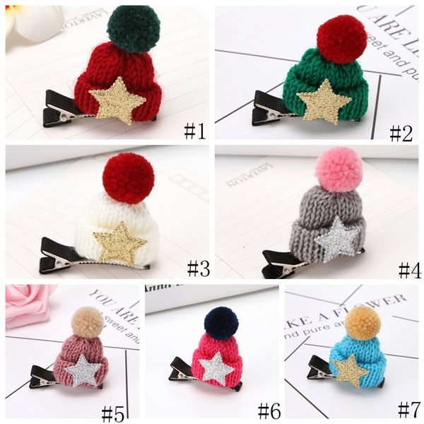 

fashion hairpins christmas wool cap hairpin knit decorations hat clip children flower hair accessories women girls barrettes gga2947-g sl64