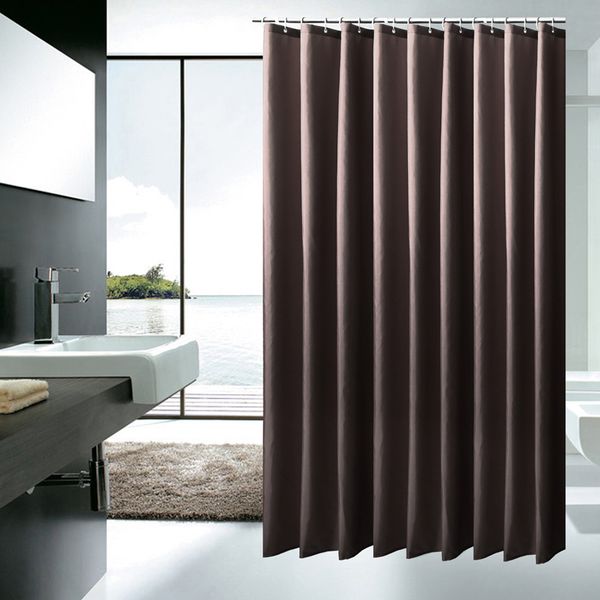 

solid color curtain waterproof bath shower polyester modern curtains for bathroom bathtub bathing cover large wide 12pcs hooks