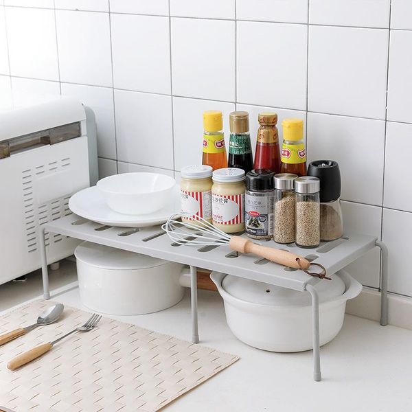 

retractable organizer for kitchen organizer cupboard kitchenware layered seasoning storage rack multi-purpose plastic shelf home