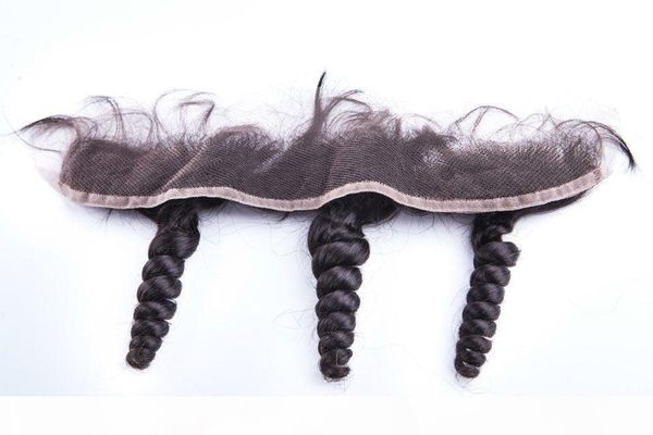 

shipping 3 parts hair lace frontal closure loose wave 13"*2" with baby hair swiss lace no shedding no tangle, Black;brown