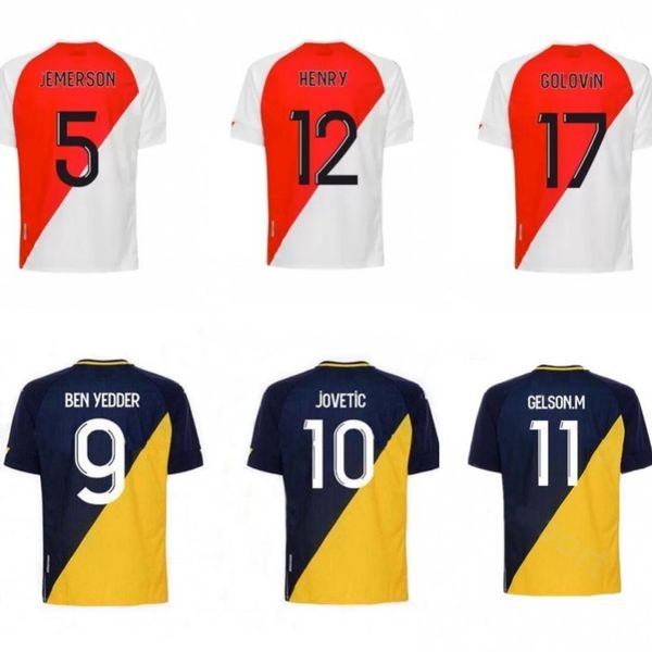 

maillot monaco soccer jerseys ben yedder gelson .m jovetic golovin 2020 2021 maillot foot fabregas keita balde football shirt, Black;yellow