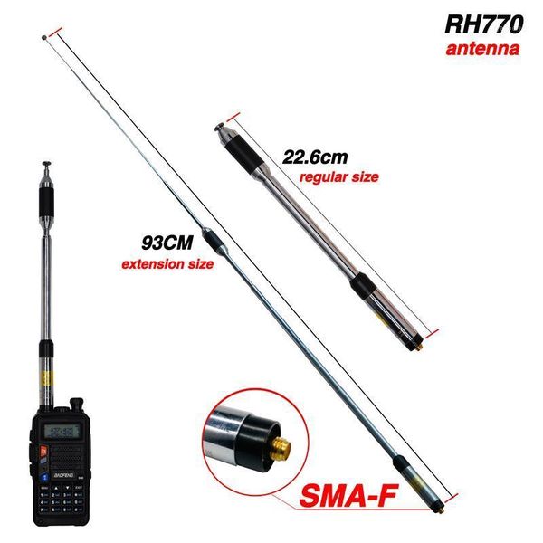 

walkie talkie rh770 20w sma-f female antenna dual band 144/430mhz high gain rh-770 for baofeng uv-9r plus uv-5r uv-82 bf-888s radio1