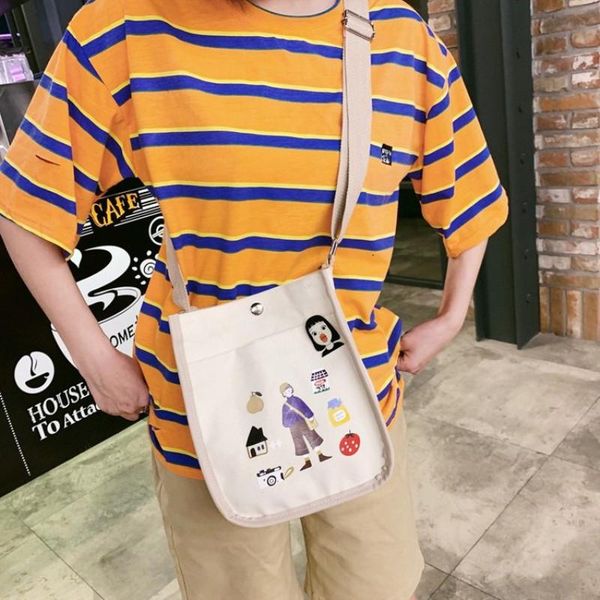

2020 new fashion cute lovely cartoon women canvas bags female casual simple basic shoulder bags literary students school