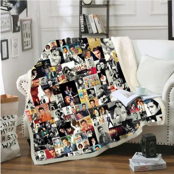 

elvis presley 3d blanket for beds hiking picnic thick quilt fashionable bedspread fleece throw blanket style-3