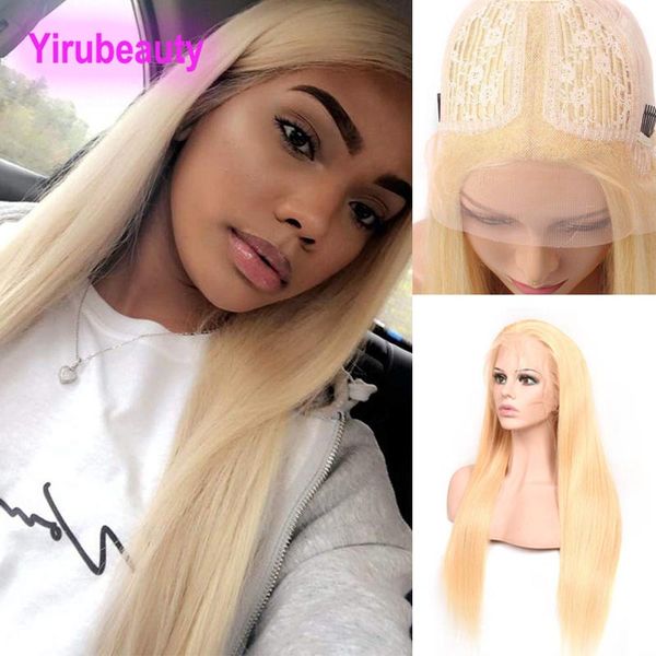 

human hair capless wigs brazilian virgin hair 613# color silky straight 13x6 wigs t-shaped wig blonde t 13x6 wigs, Black;brown