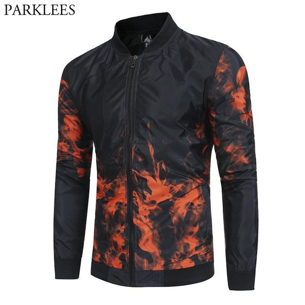 

red flame print baseball jacket men 2021 spring new casual mens jackets and coats streetwear bomber jacket men chaqueta hombre, Black;brown