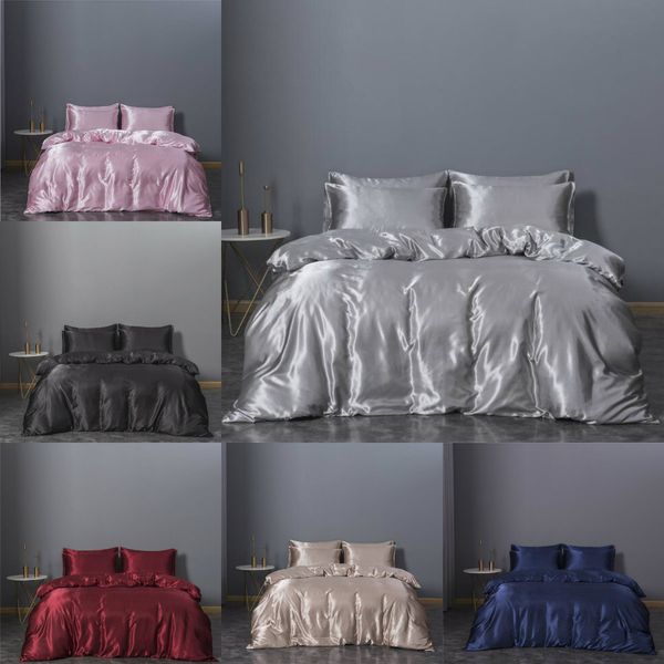 

2020 selling bedding sets 3 pcs solid bed suit duvet cover silk designer bedding supplies in stock king size comforter set