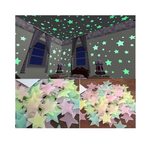 

50pcs 3d stars glow in the dark wall stickers luminous fluorescent wall stickers for kids baby room bedroom ceiling ho wmtnvz