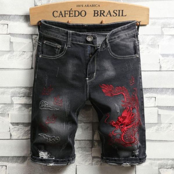 

men's shorts mogu 2021 summer mens black stretch short jeans fashion casual slim fit elastic denim male brand clothes1, White;black