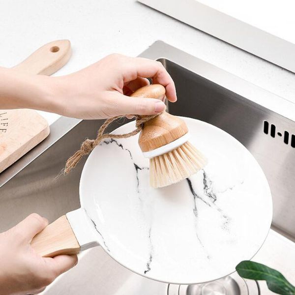

dish creative bamboo handle bowl cleaning brush pan pot brush household kitchen cleaning tools zc0747