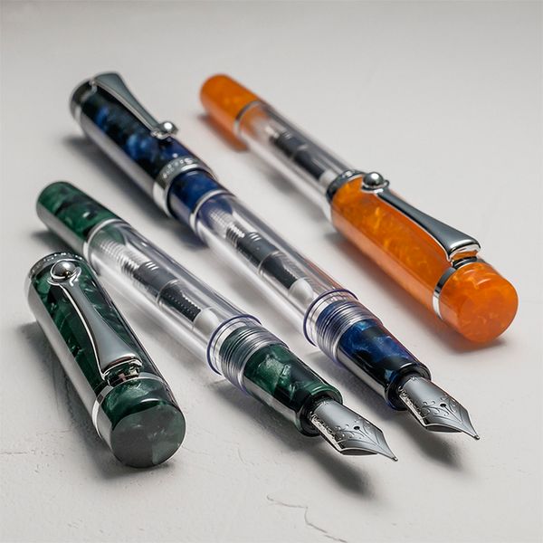 Rancher Fountain Pen Metal Прозрачная Прекрасная точка Большой емкости 0.5 мм 3, чтобы пополнить Y200709