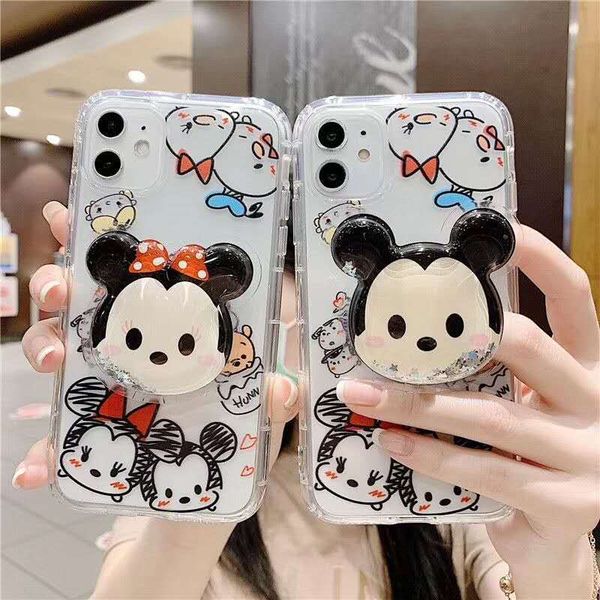 

cartoon quicksan dit has a fall-proof bracket mobile phone case for iphone11 12 6s 7 8 painted note10 protective cover m20 new