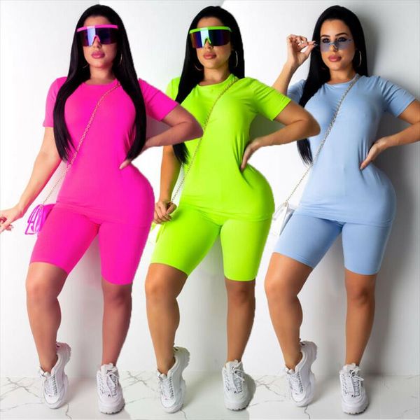 

women clothing sets new solid color sports suit short sleeves wear shorts workout clothes suits female 2pcs summer tracksuit, Gray
