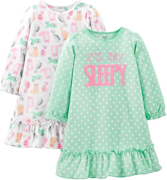 

simple joys by carter's little girls' 2-pack fleece nightgowns