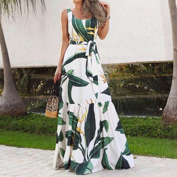 

casual dresses summer bohemian holiday long dress celmia floral print beach women sleeveless maxi sundress loose party vestidos, Black;gray