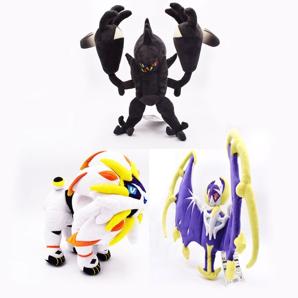 

big size 3 styles alola solgaleo lunala necrozma 10-20" cute sun & moon plush doll soft animal dolls retai toys for children lj200808