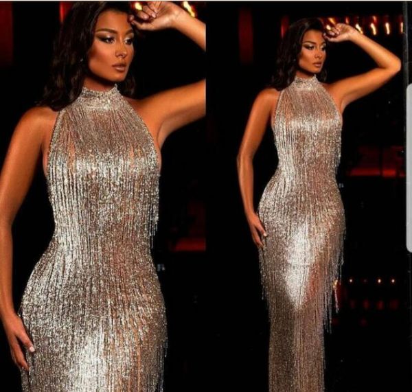 

evening dress yousef aljasmi kim kardashian high neck beaded tassel long dress almoda gianninaazar zuhlair murad ziadnakad, Black;pink
