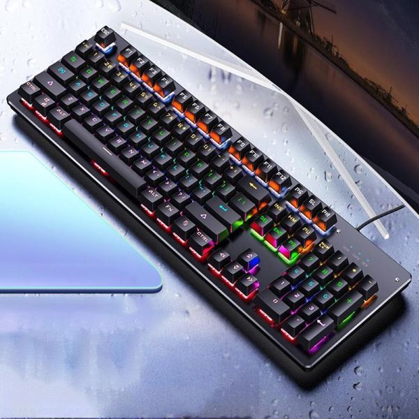 

wired gaming mechanical keyboard wired gaming mechanical rgb led backlight blue black axle keyboard for lap