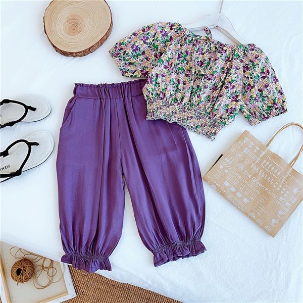 

wear anti-mosquito pants children's summer new girl's foreign style suit 2020 children's short sleeve mosquito proof pants ba, Gray