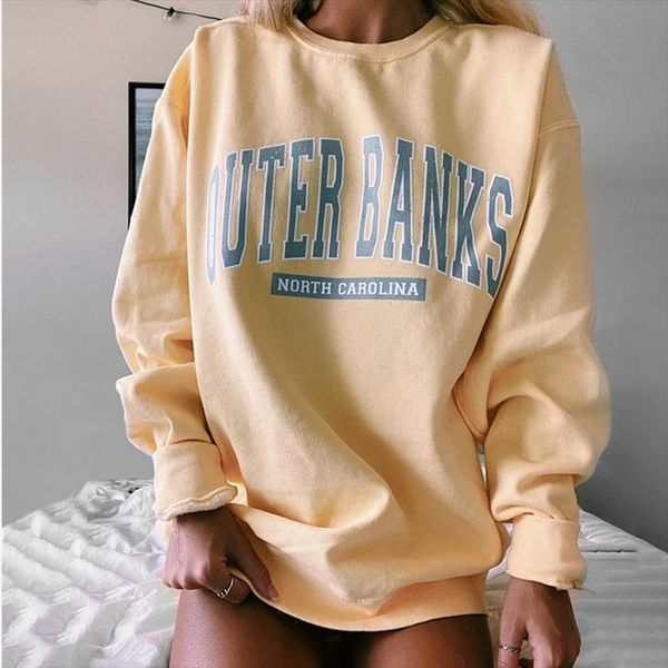 

usa vintage letters printing sweatshirt women oversized crewneck pullovers casual winter 2021 new plus size teens clothes, Black