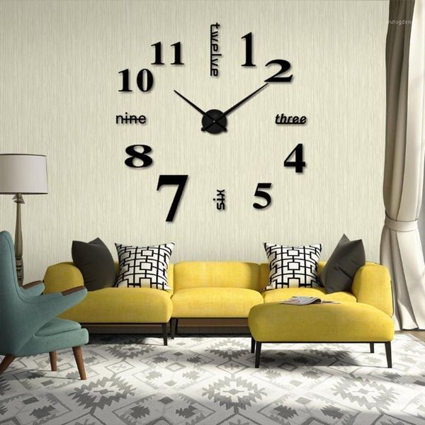 

wall clocks watch 3d acrylic mirror stickers modern quartz clocks home living room office bedroom decoration sticker watch1