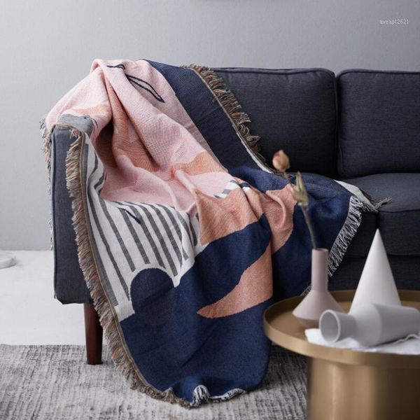 

bohemia geometric printed knitted sofa throw blanket multi-function home decor textile wall hanging bedspreads1