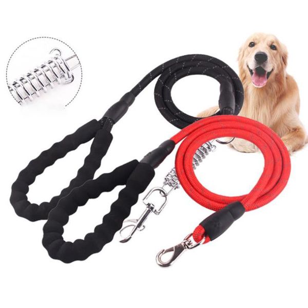 

dog leash reflective durable dog lead rope for middle large walking leash with comfortable padded handle spring buffer
