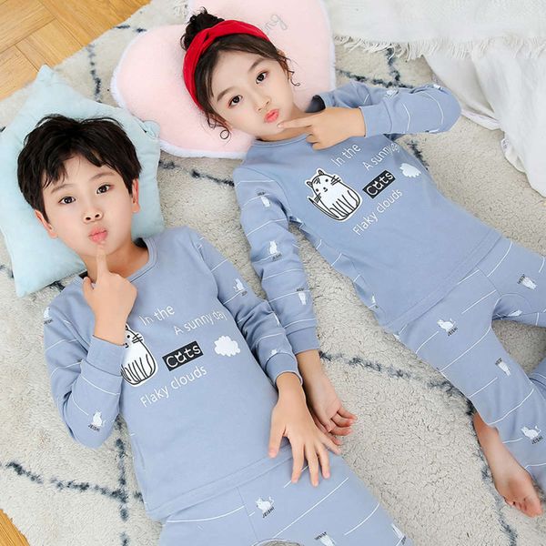 

korean children's cartoon suit long underwear sve home pajamas in autumn and winter of 2020, Blue;red
