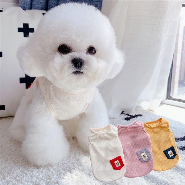 

dog apparel 2021 spring summer clothes with pocket cool vest small three colors cat t shirt pet clothing supplies1