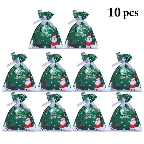 

christmas decorations 10pcs santa gift bag candy snowflake crisp drawstring merry for home year 20211
