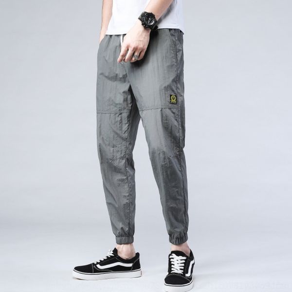 

mfpku sports trend versatile loose ice y5ojw casual capris sports summer thin men's casual corset men's pants korean pants silk, Blue