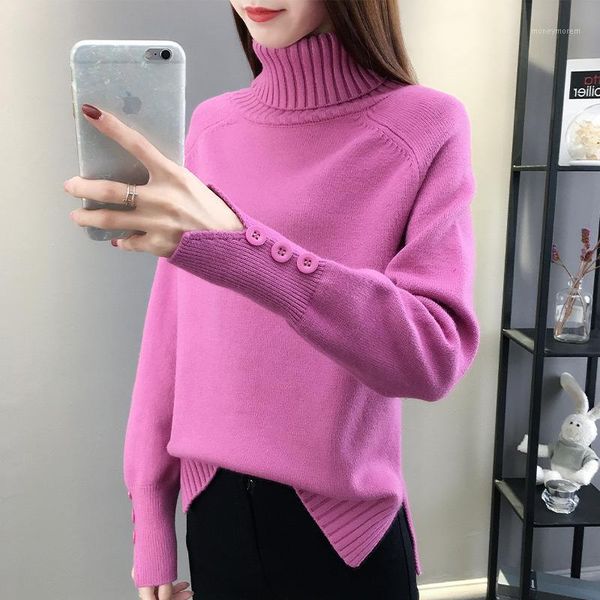

women's sweaters 2021 autumn winter knitted sweater pullovers turtleneck for women long sleeve white black soft female jumper clothing1